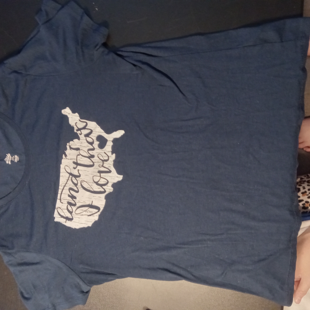 Navy Blue Short Sleeve Tee with Edgy Graphic